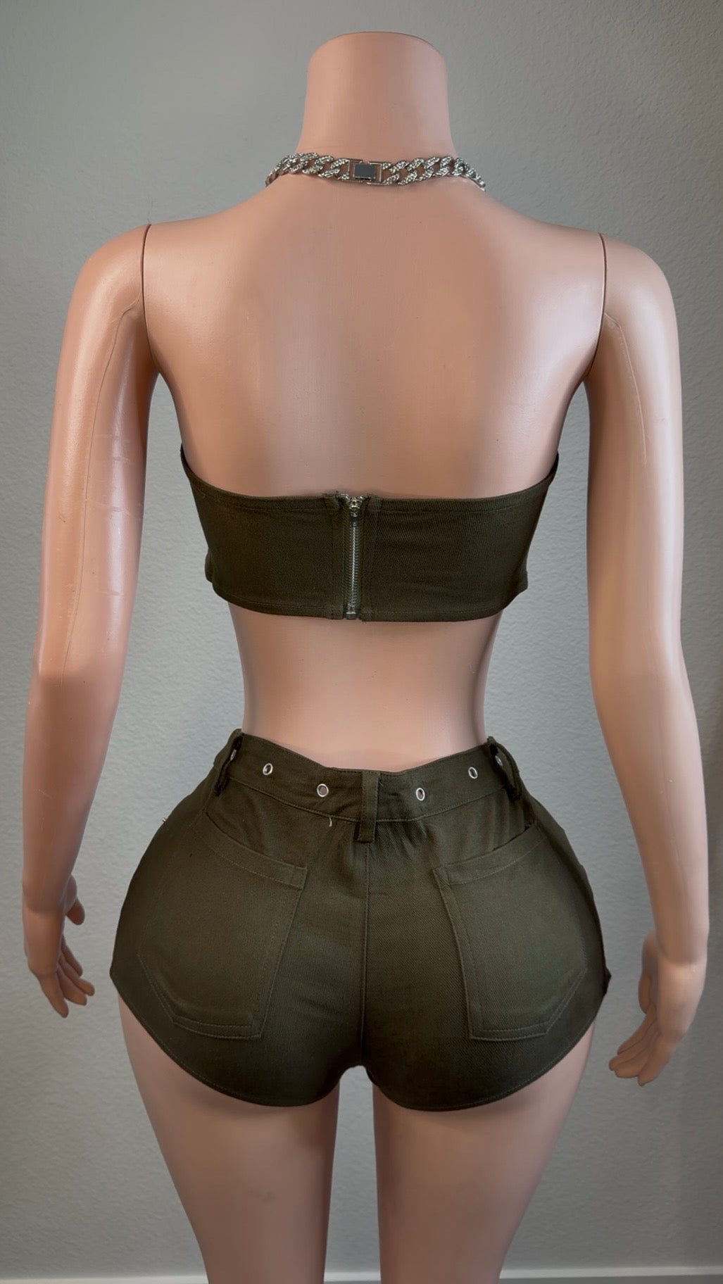 DENIM PARTY SET | OLIVE