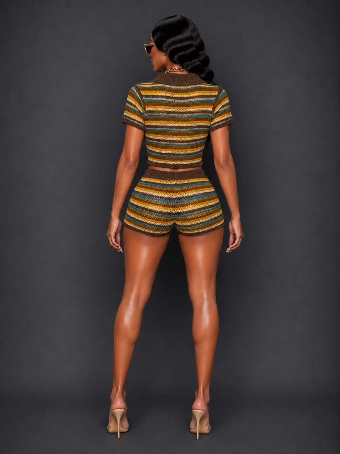 DESIRE STRIPE SHORT SET