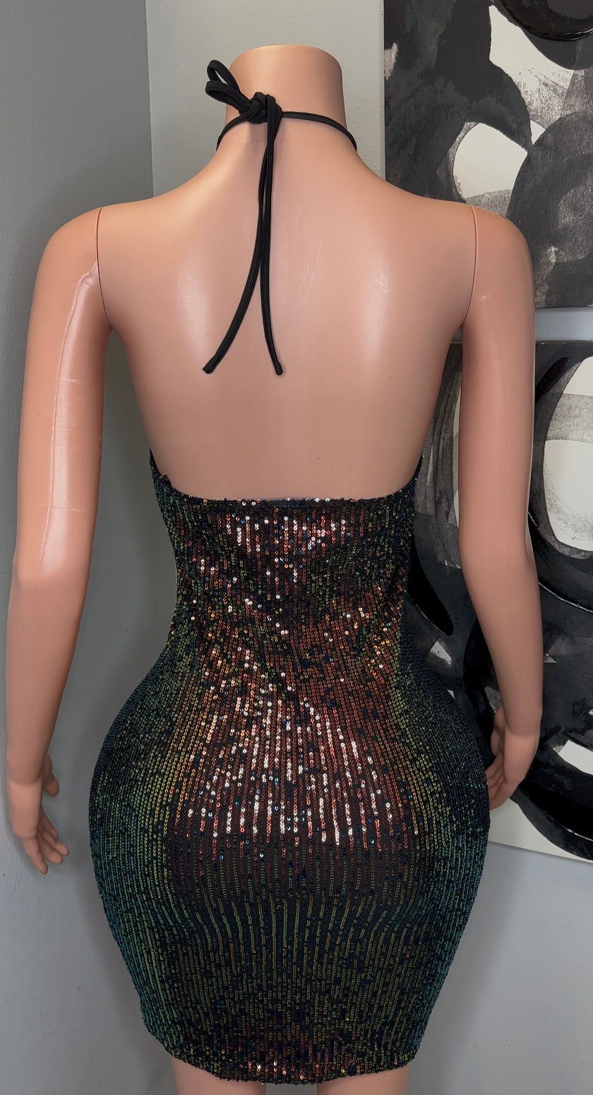 HALTER SEQUIN DRESS