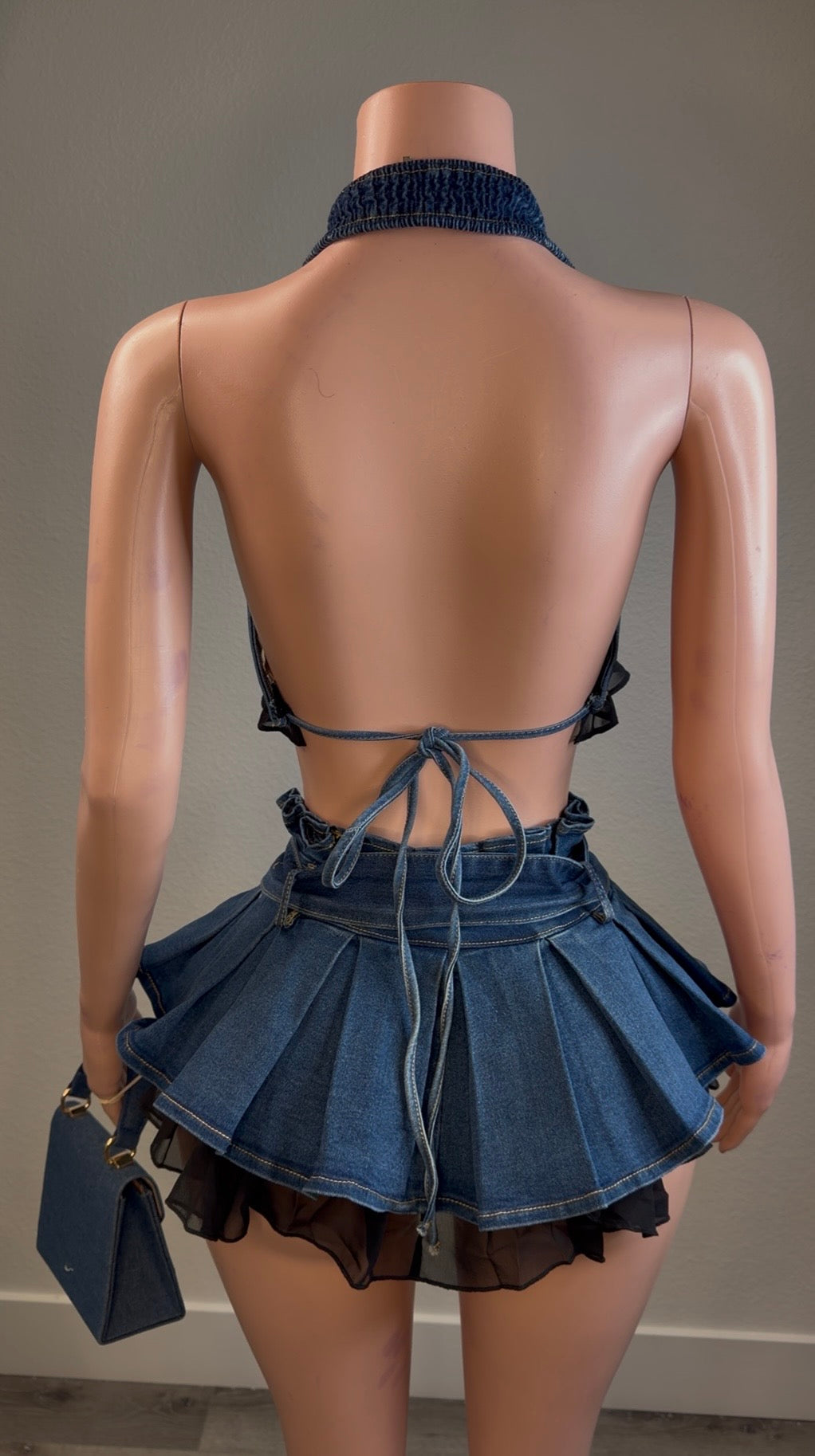 SWING IT DENIM MINI SKIRT SET