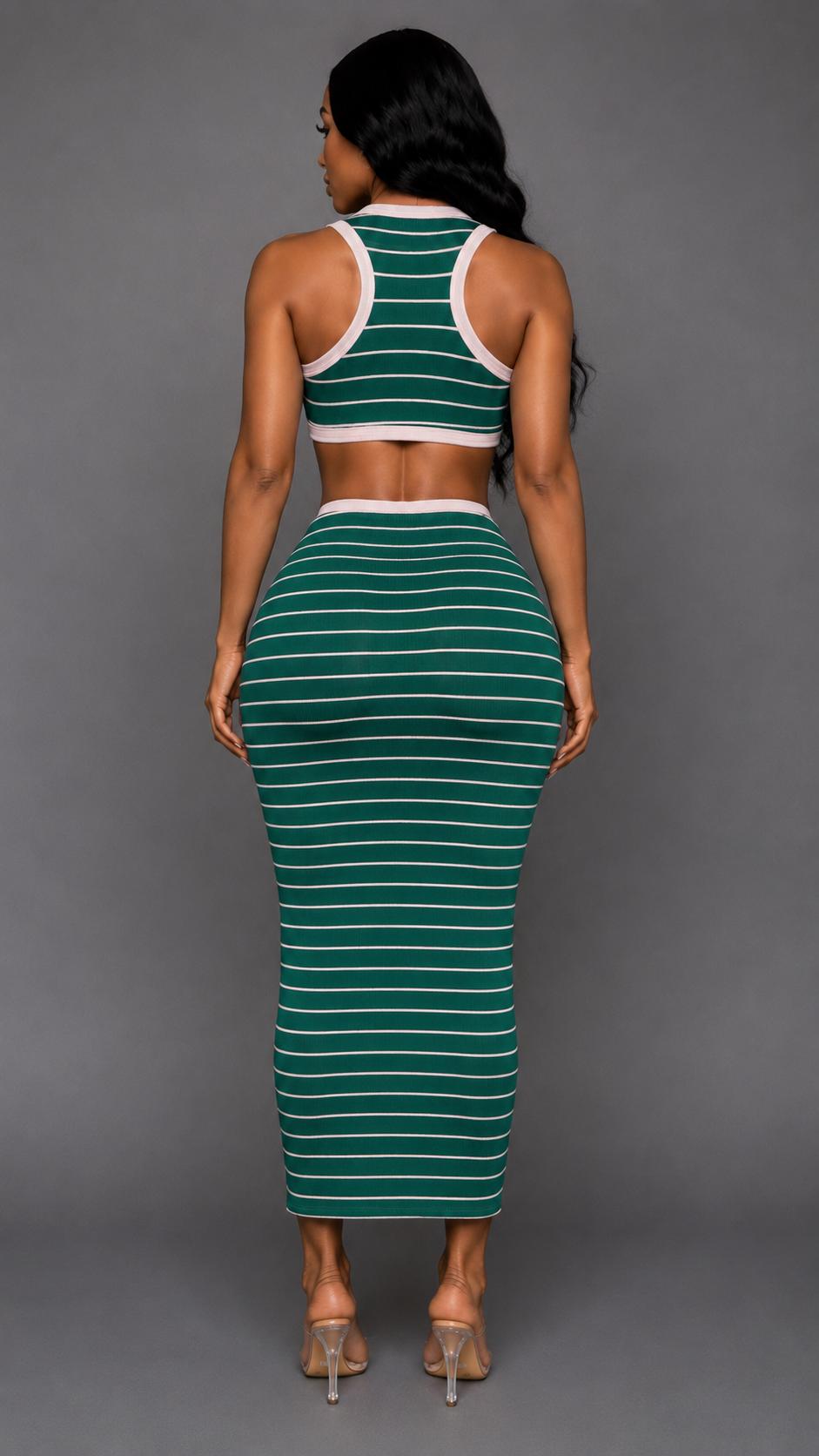 UNRULY STRIPE DRESS || GREEN