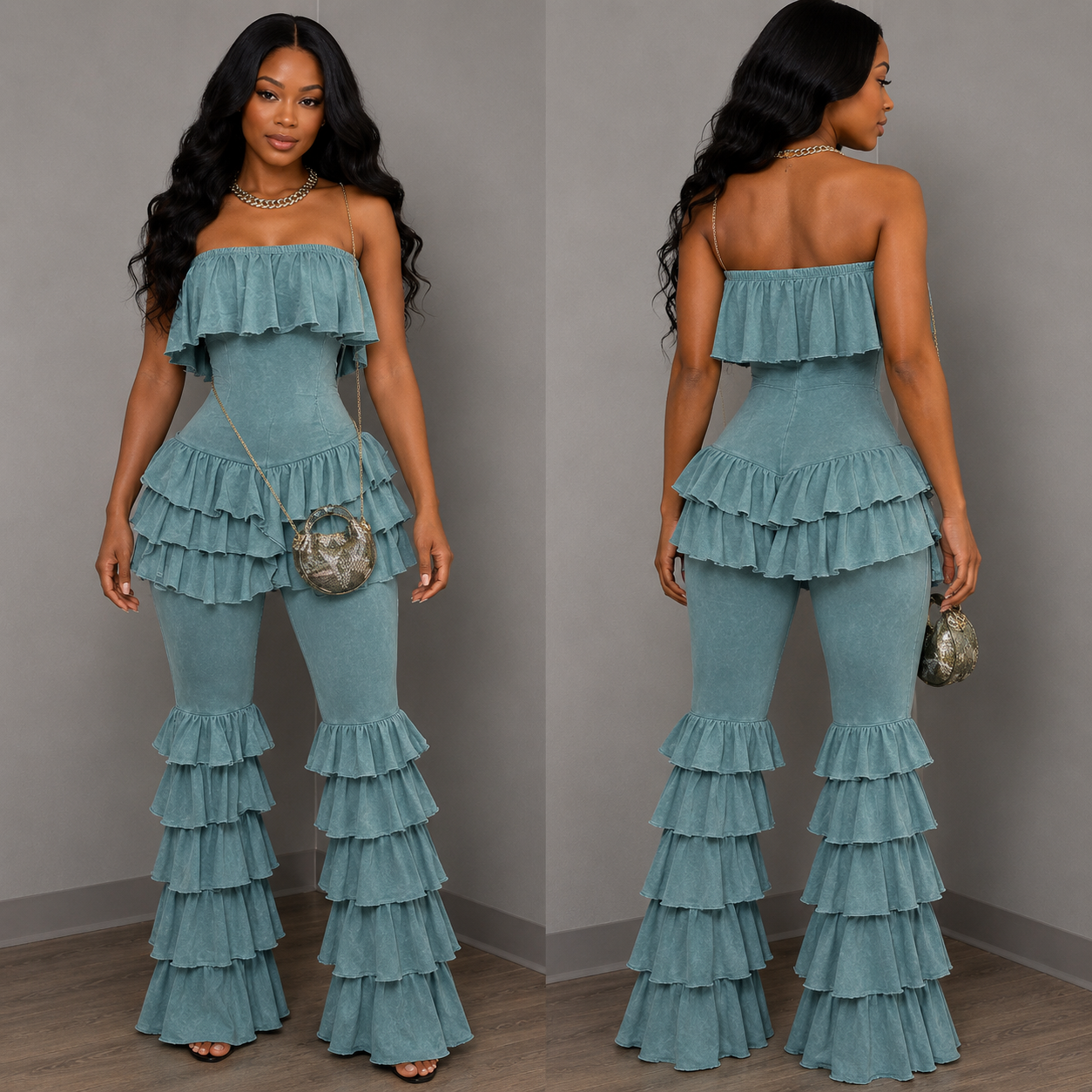 RUFF AROUND THE EDGES JUMPSUIT | GREEN