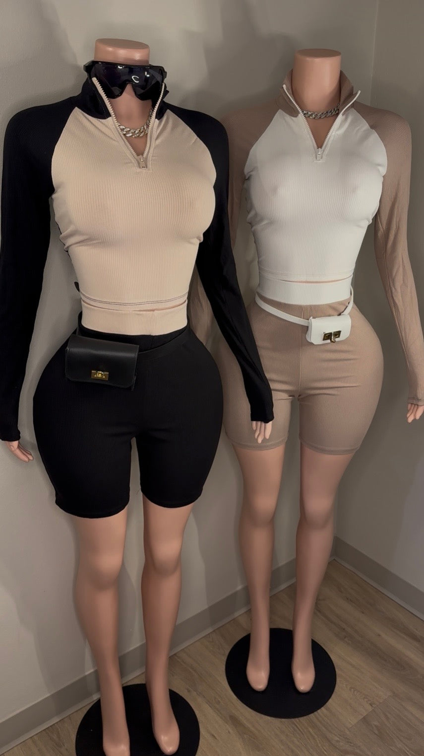 GIRLY QUATER ZIP BIKER SET | 2 COLORS