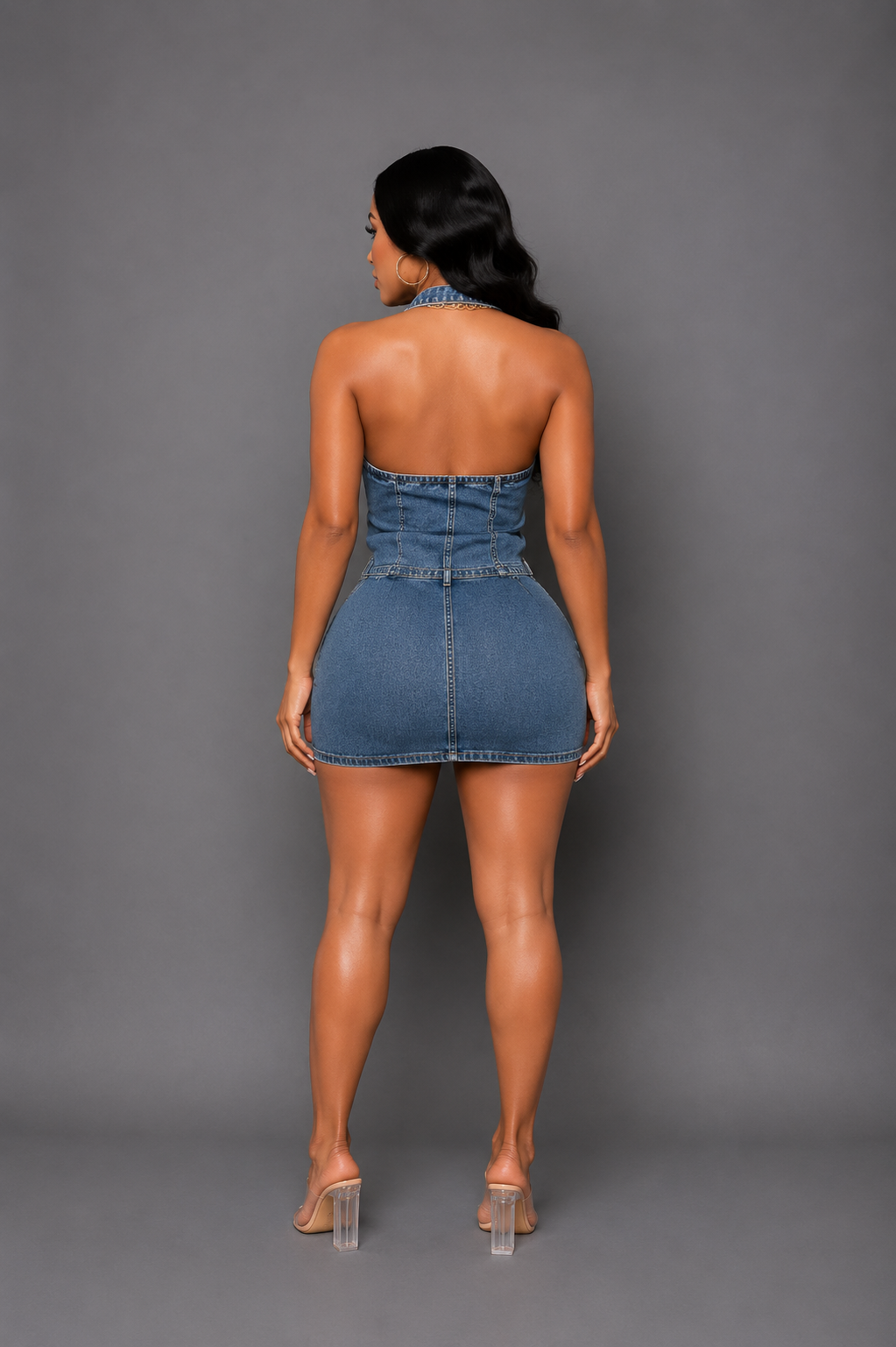 DENIM AND BOWS SKIRT SET