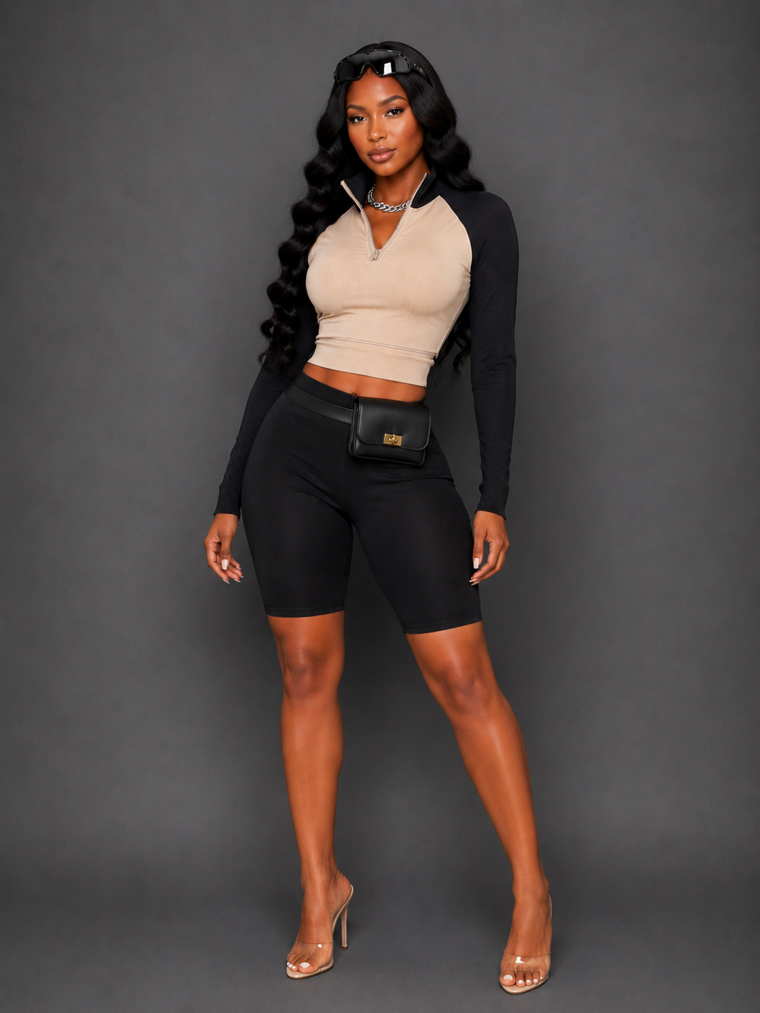 GIRLY QUATER ZIP BIKER SET | 2 COLORS
