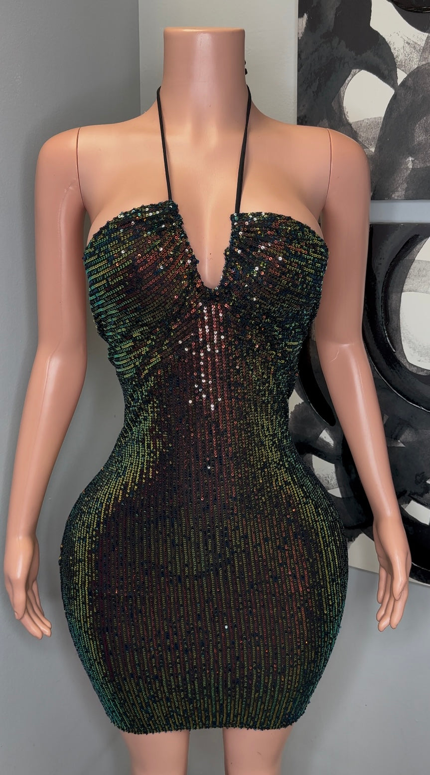 HALTER SEQUIN DRESS