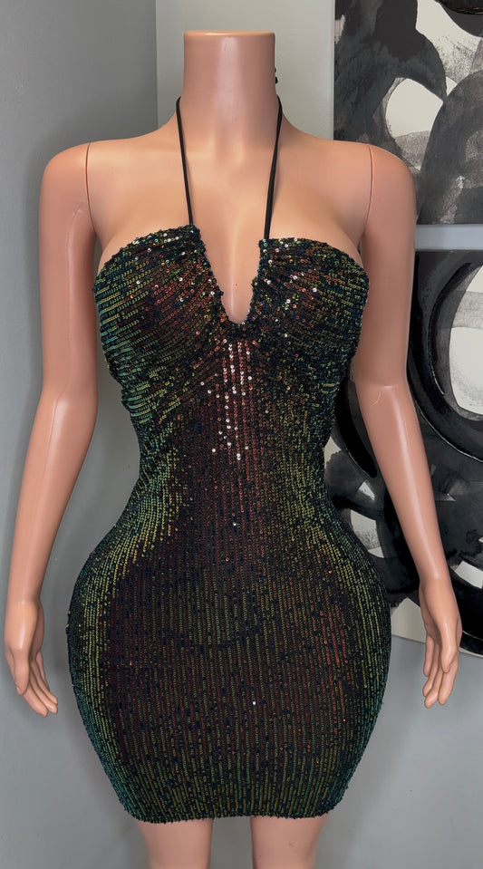 HALTER SEQUIN DRESS