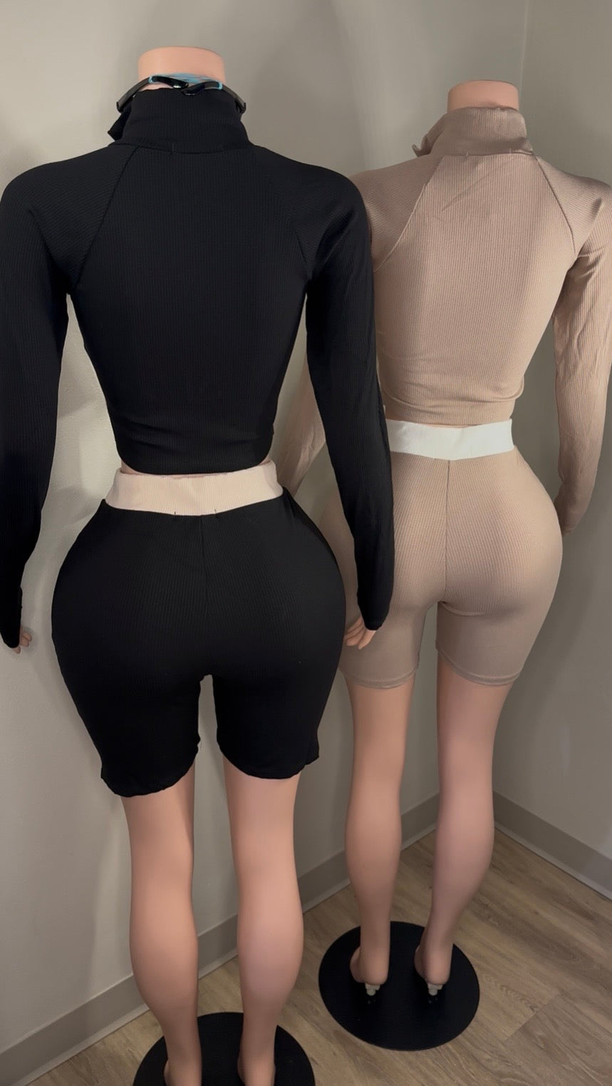 GIRLY QUATER ZIP BIKER SET | 2 COLORS