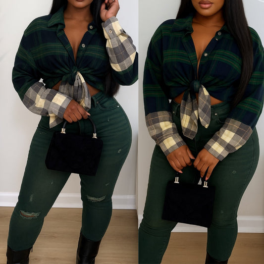 LIVING PLAID TOP