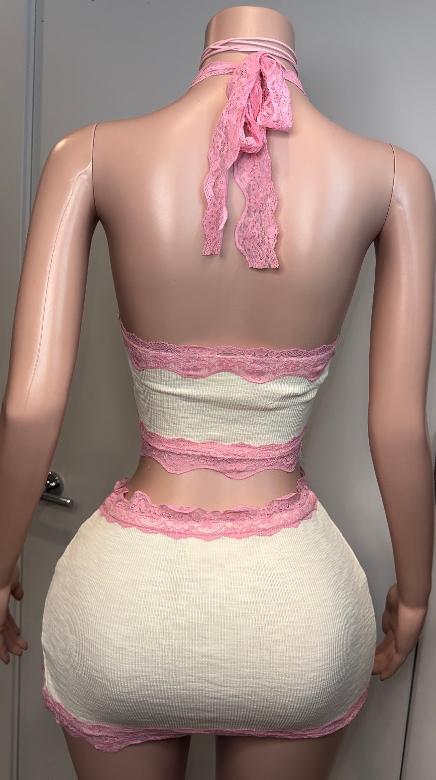 PINK TRIM SKIRT SET