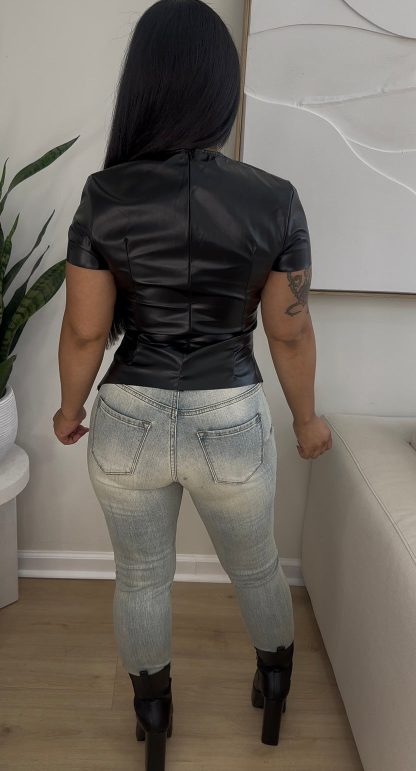 FAUX LEATHER TOP