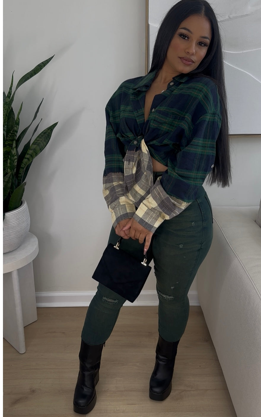 LIVING PLAID TOP