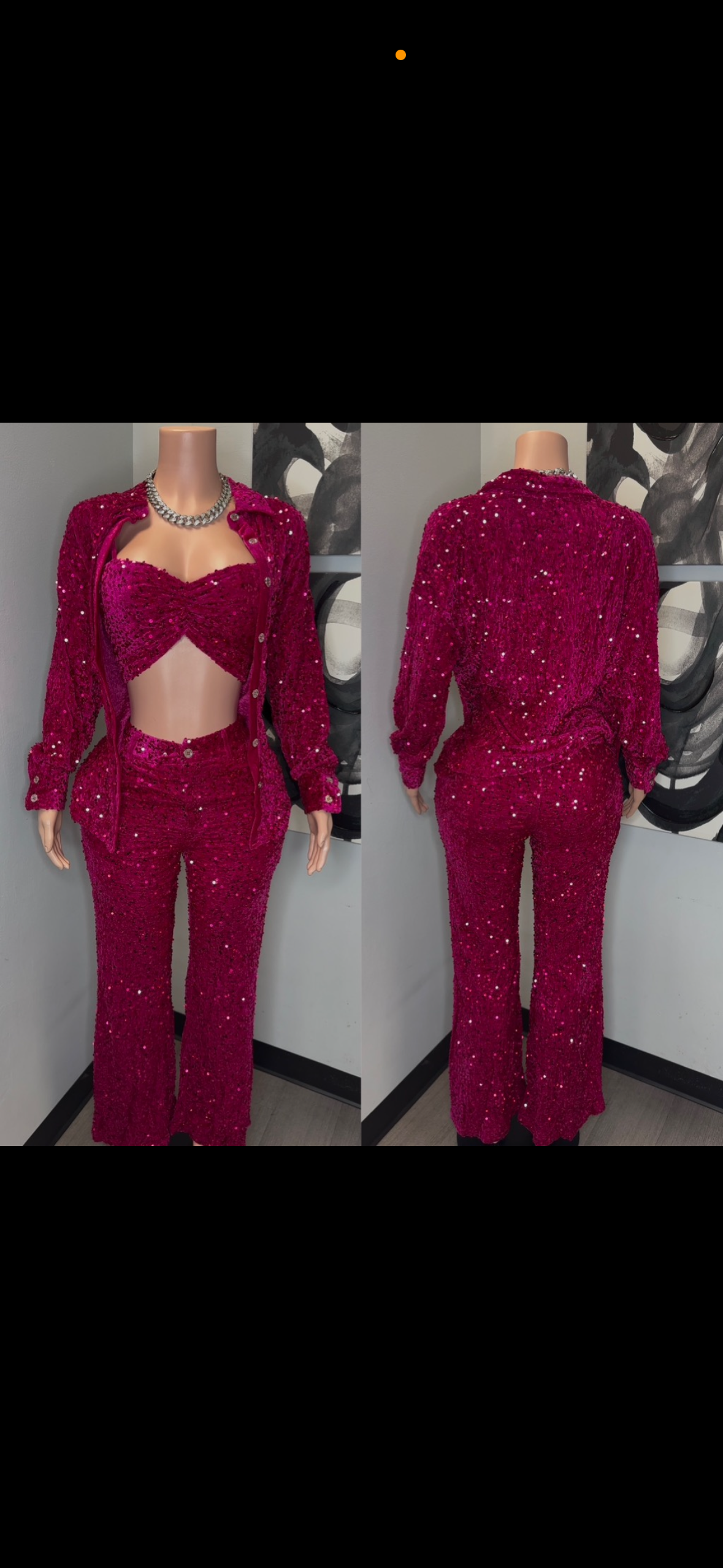 SEQUIN 3-PIECE PANT SET