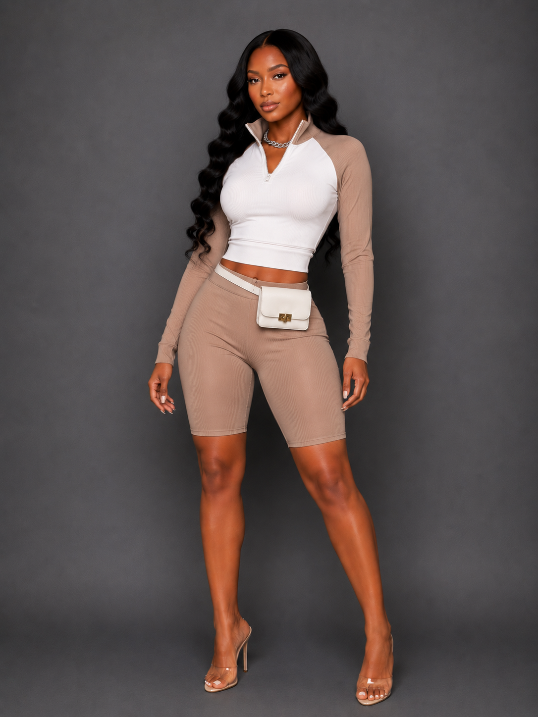 GIRLY QUATER ZIP BIKER SET | 2 COLORS