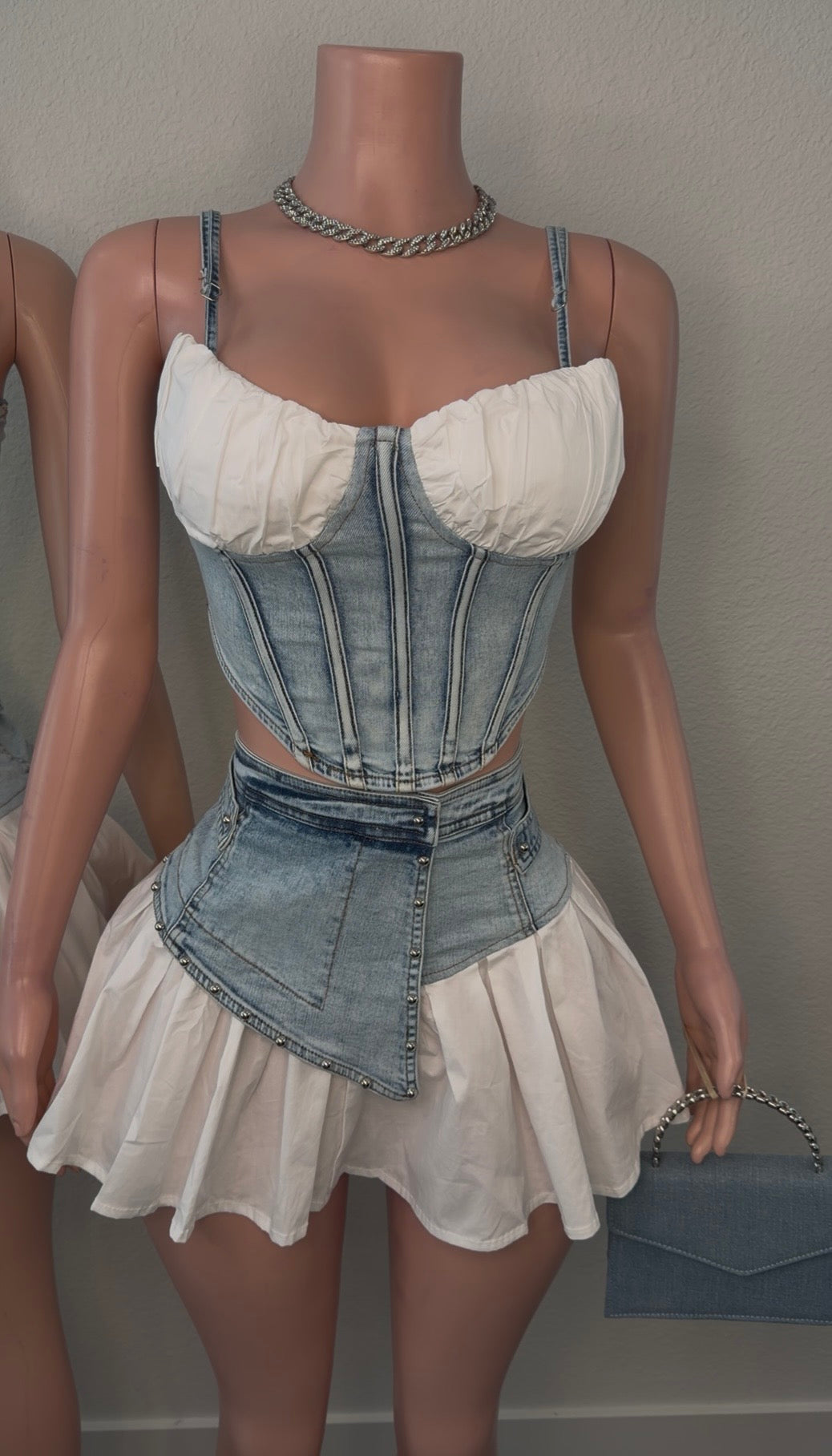SHY GIRL DENIM SKIRT SET