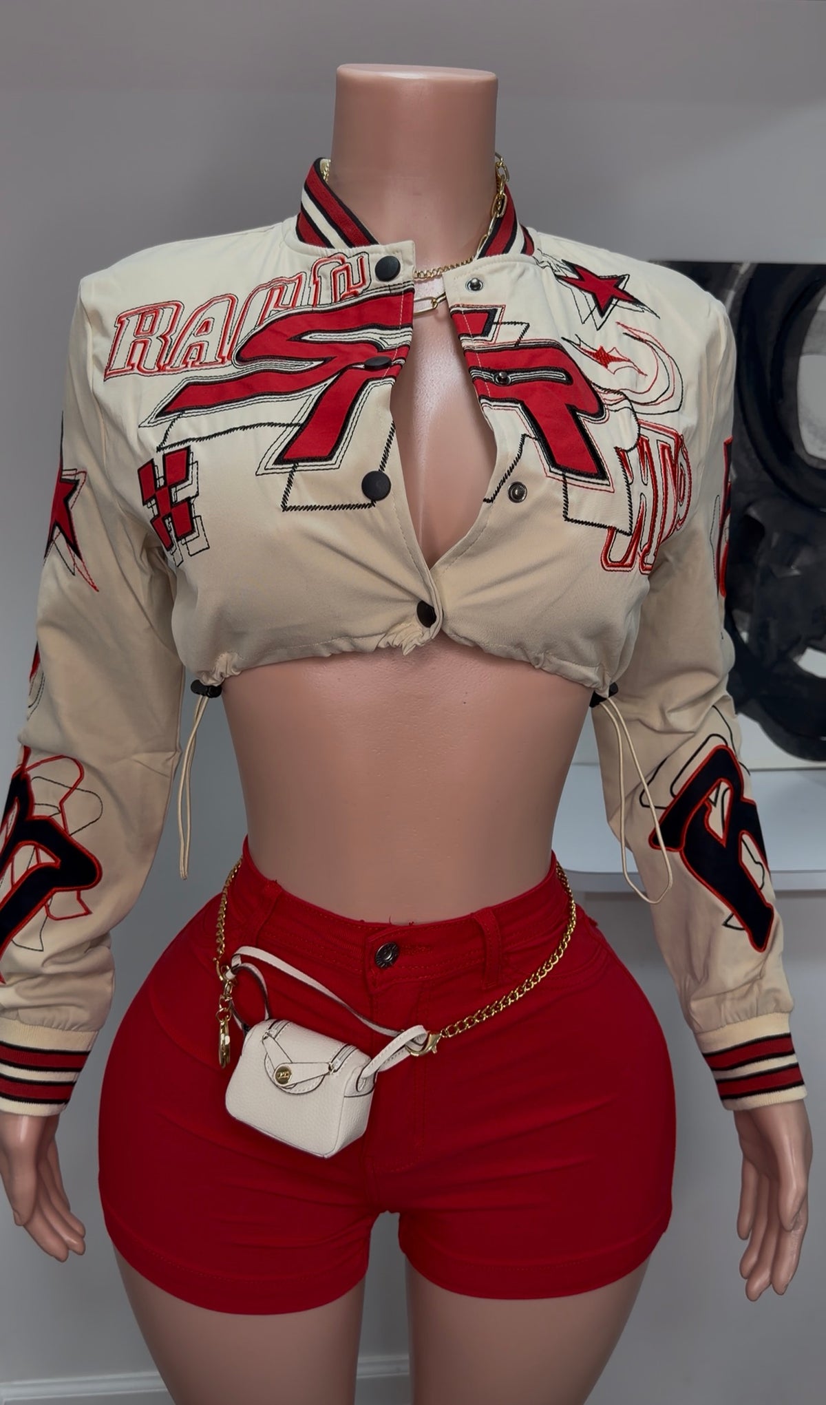 STAMPED CROP JACKET