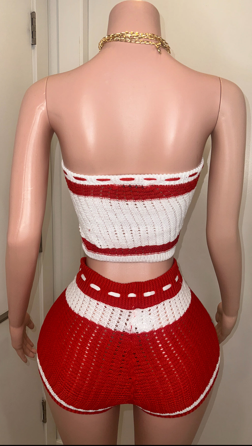 ADD SIZES * REDS CROCHET KNIT SET